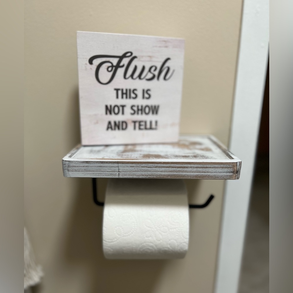 🧻 farmhouse, rustic toilet paper holder with shelf